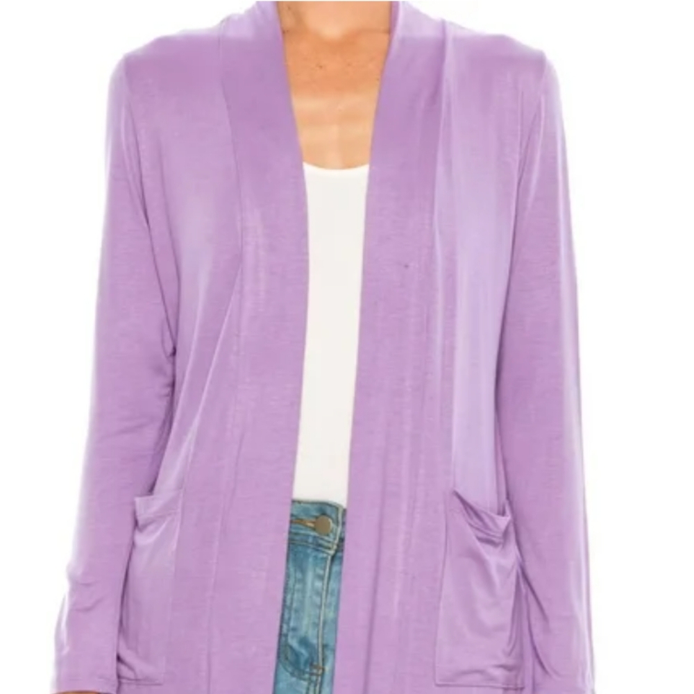 Plus Size Cardigan By Zenana Outfitters In Lavender Size 2X